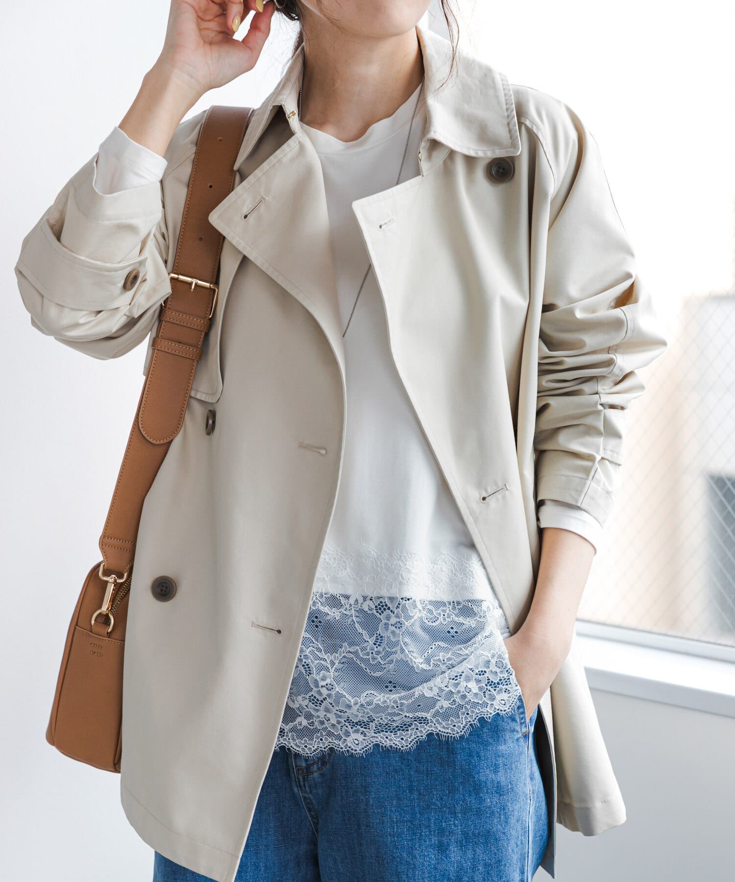 URBAN RESEARCH DOORS「レースドッキングカットソー」|Tシャツ・カットソー|