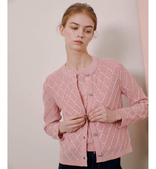 LOULOU WILLOUGHBY「【LOULOU WILLOUGHBY】シークインエンブロイダリーカーディガン」|カーディガン|