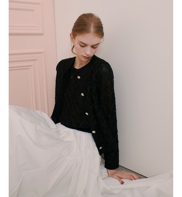 LOULOU WILLOUGHBY「【LOULOU WILLOUGHBY】シークインエンブロイダリーカーディガン」|カーディガン|