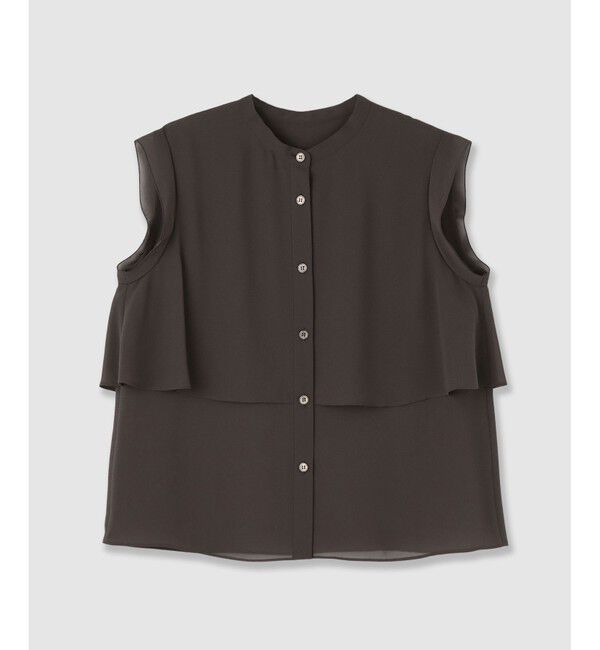 allureville「ジョーゼットオーバーラップブラウス」|シャツ・ブラウス|ブラウン