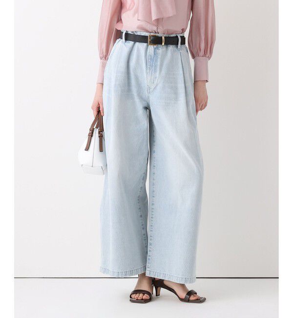 allureville「ブリーチデニムワイドレッグパンツ」|その他|ライトブルー