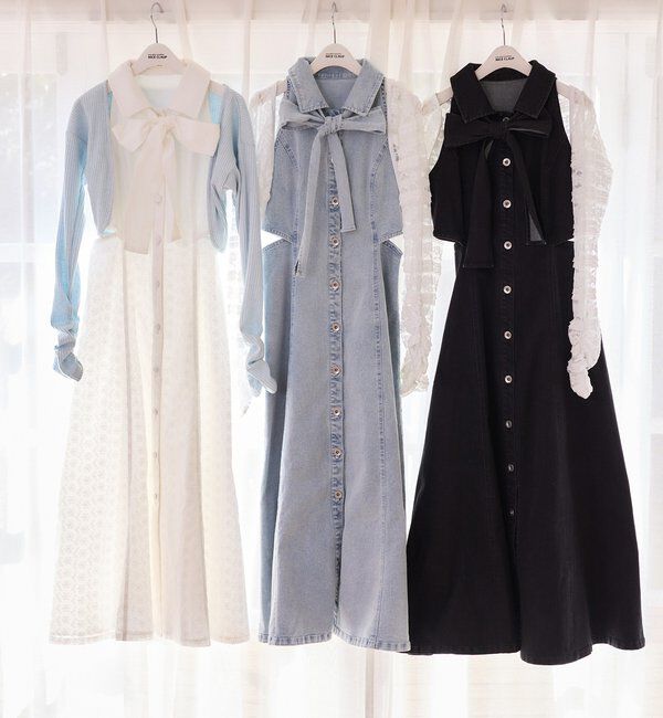  「【Denim Collection】ボレロセットサイドカットロングワンピ」|ワンピース|