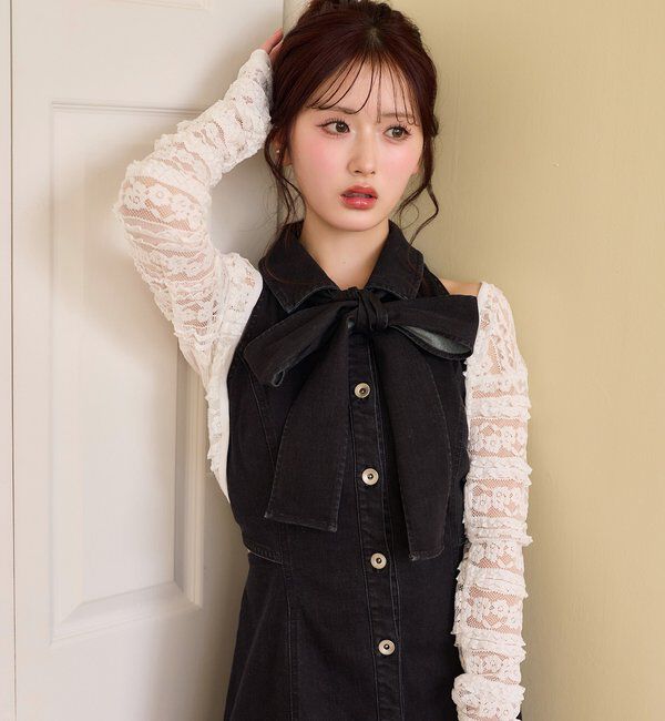  「【Denim Collection】ボレロセットサイドカットロングワンピ」|ワンピース|