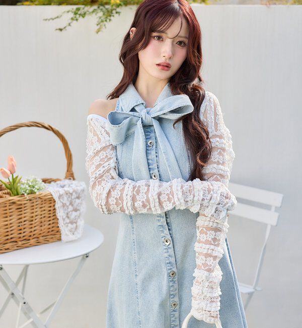  「【Denim Collection】ボレロセットサイドカットロングワンピ」|ワンピース|