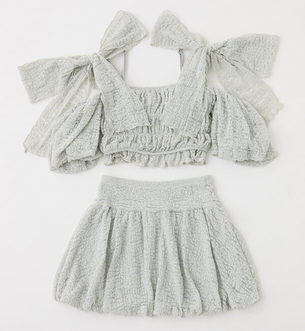  「swimwear/シャーリングオフショル-バルーンミニスカート（3点セット)」|その他|