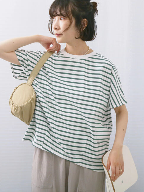 Samansa Mos2 blue「【USAコットン】アソートフレンチスリーブTシャツ」|Tシャツ・カットソー|