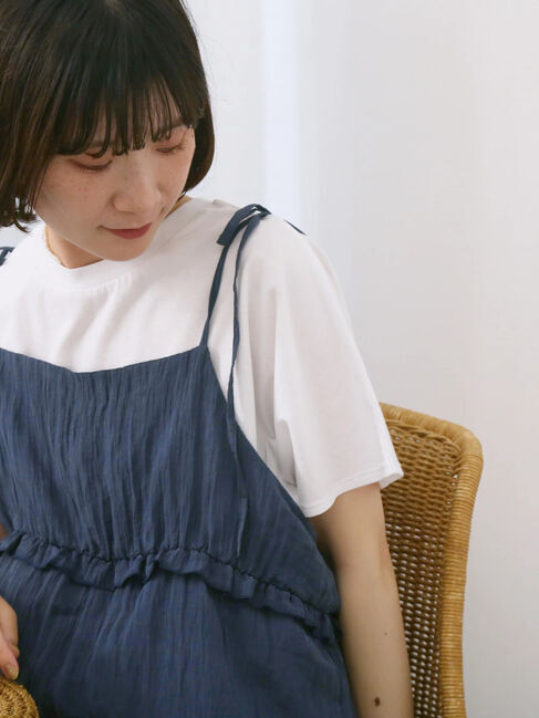 Samansa Mos2 blue「【USAコットン】アソートフレンチスリーブTシャツ」|Tシャツ・カットソー|