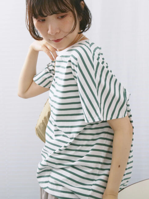 Samansa Mos2 blue「【USAコットン】アソートフレンチスリーブTシャツ」|Tシャツ・カットソー|