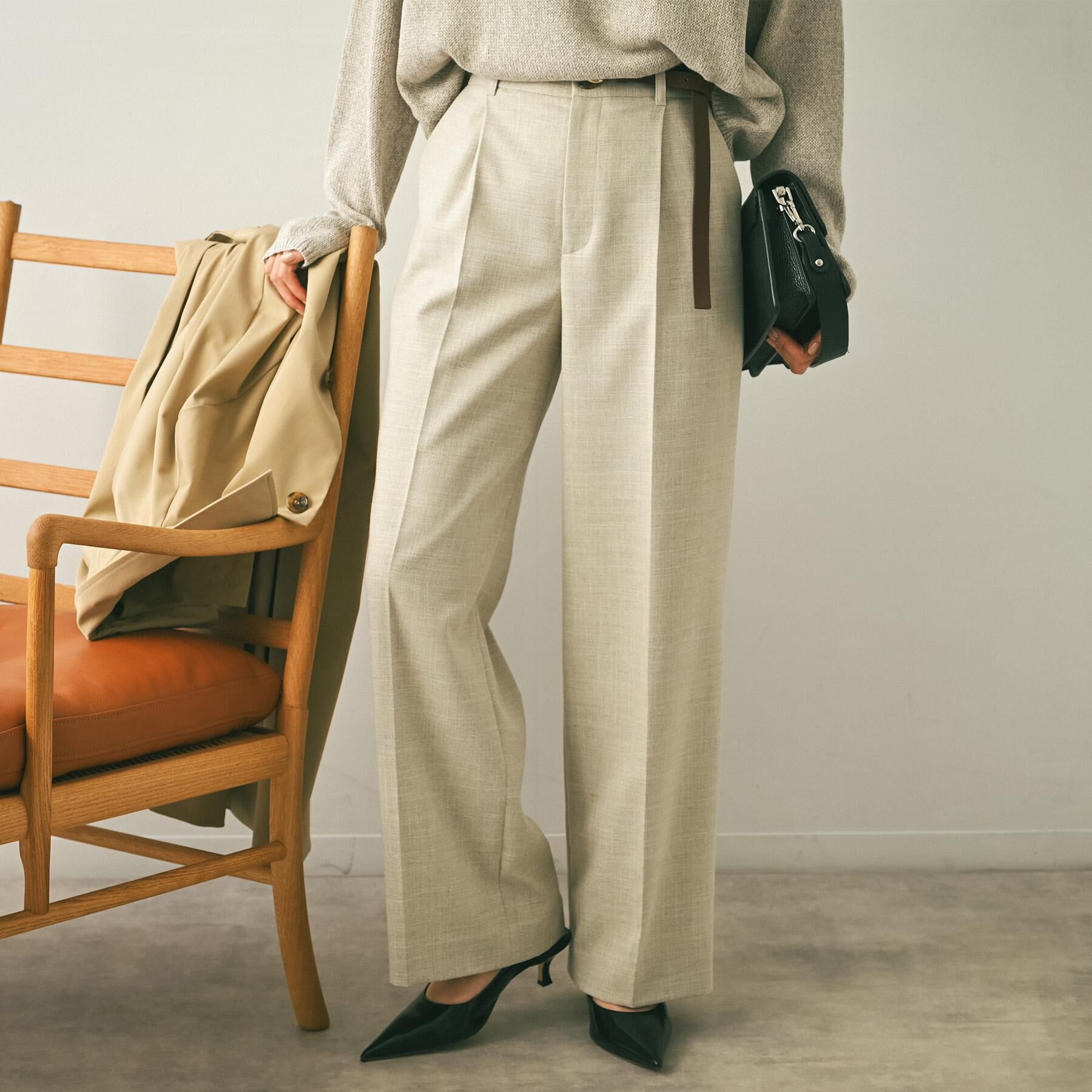 UNTITLED「シャンブレーワイドパンツ」|その他|ライトベージュ(05