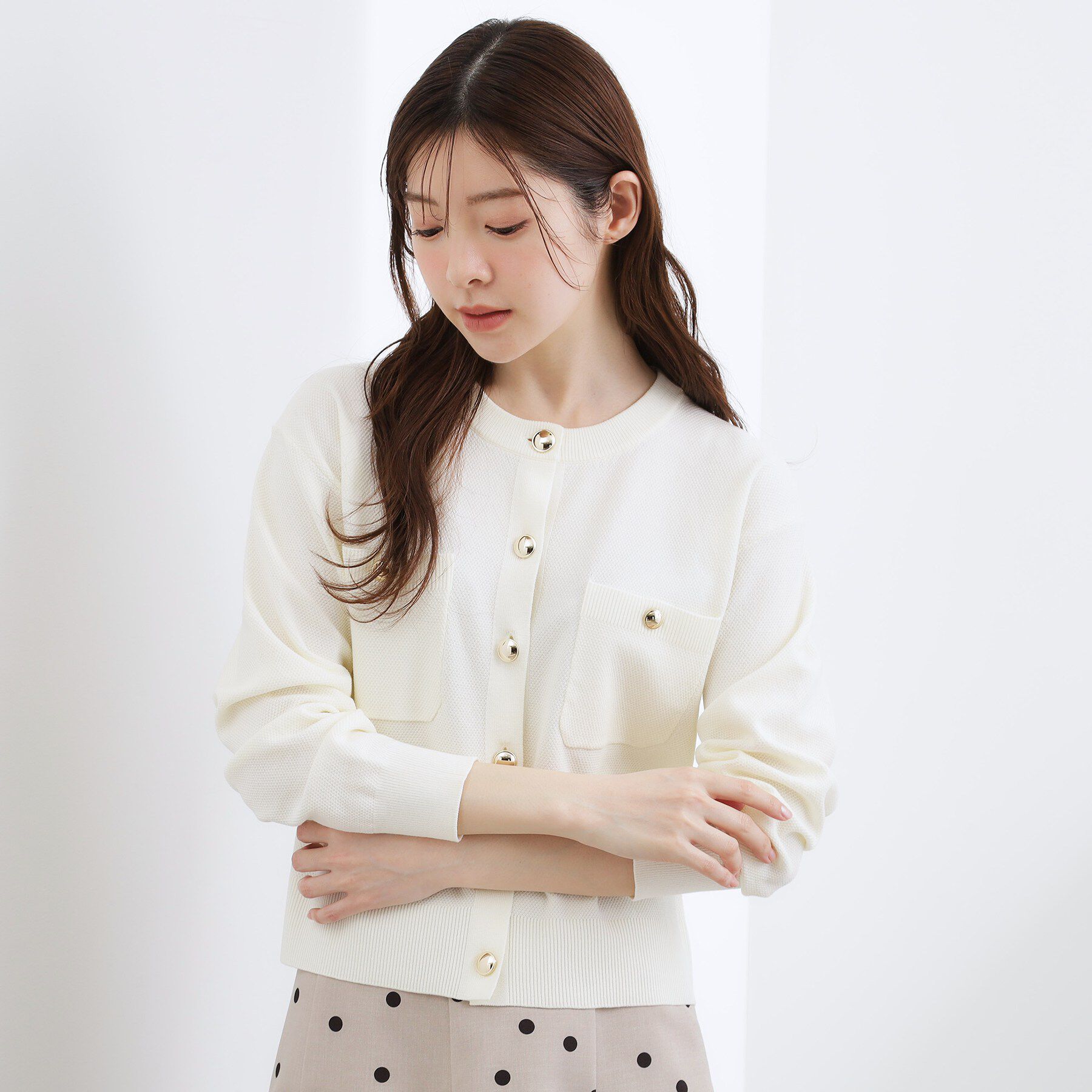 grove「【貴島明日香さん着用】フロントポケットカーディガン」|カーディガン|オフホワイト(003