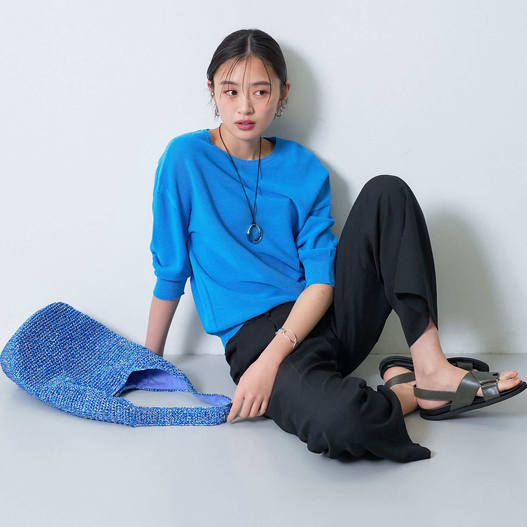 INDIVI「【洗える／ドライタッチ／和紙混】ガーター編みニット」|ニット・セーター|