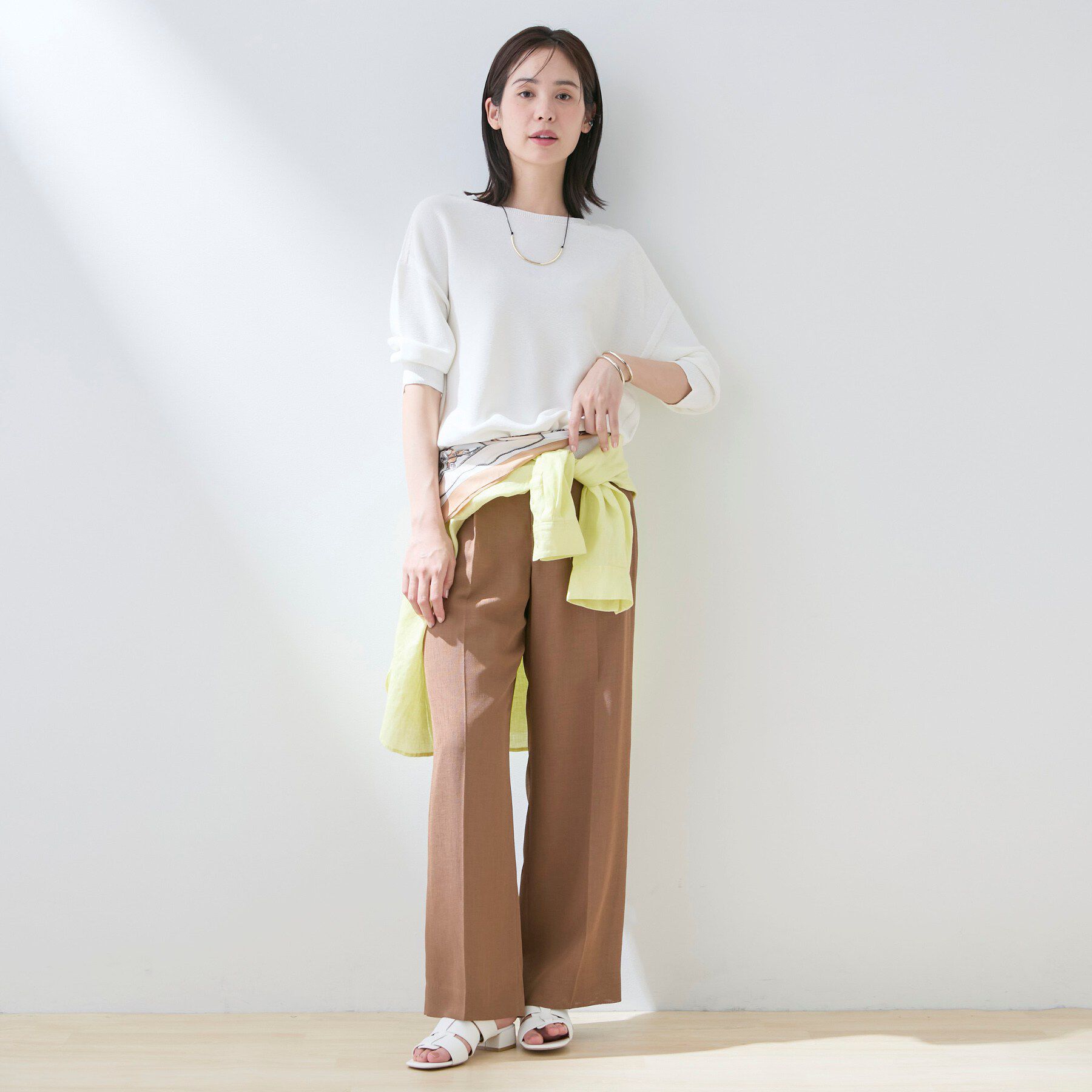 INDIVI「【洗える／ドライタッチ／和紙混】ガーター編みニット」|ニット・セーター|