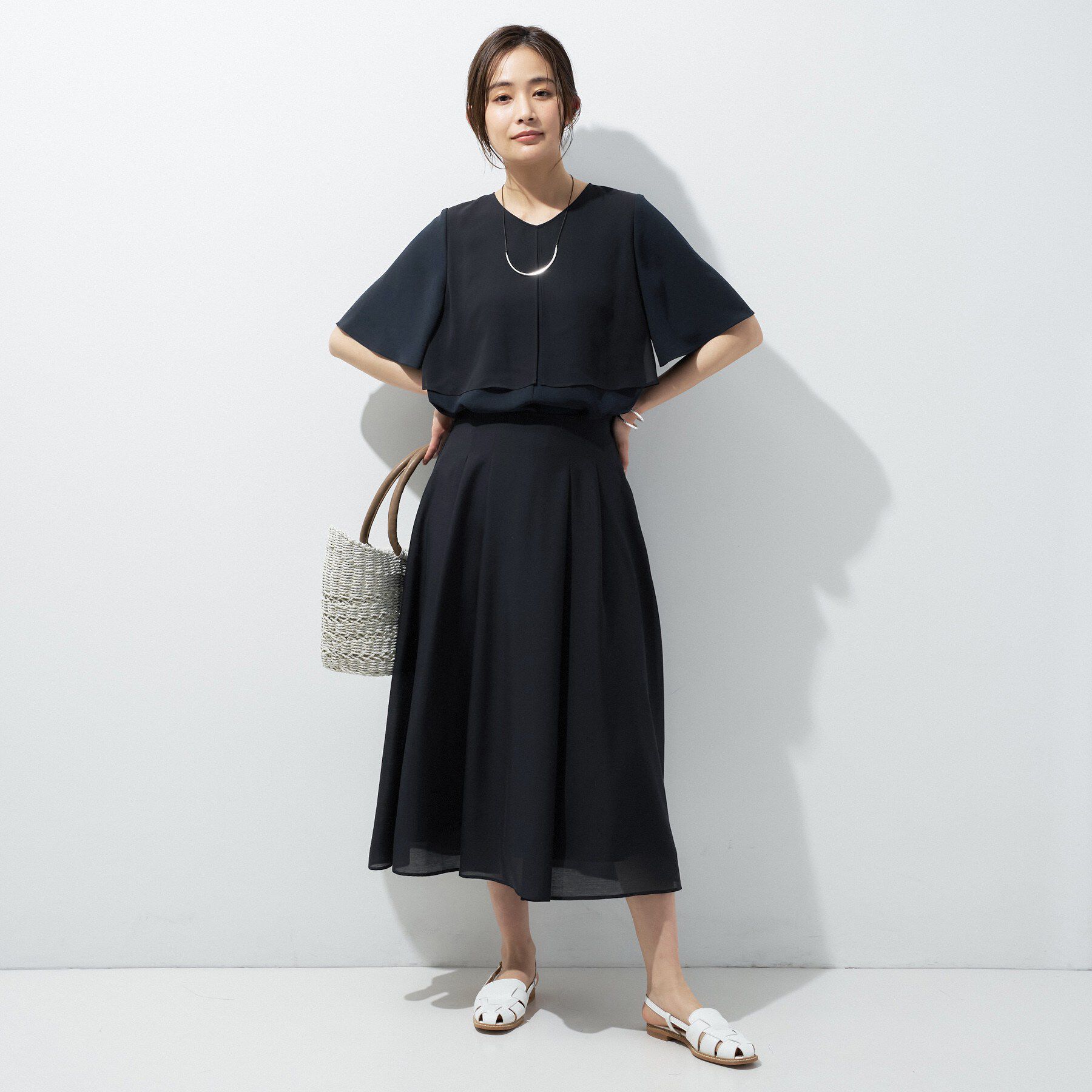 INDIVI「【着る日傘】シフォンドッキングブラウス」|シャツ・ブラウス|