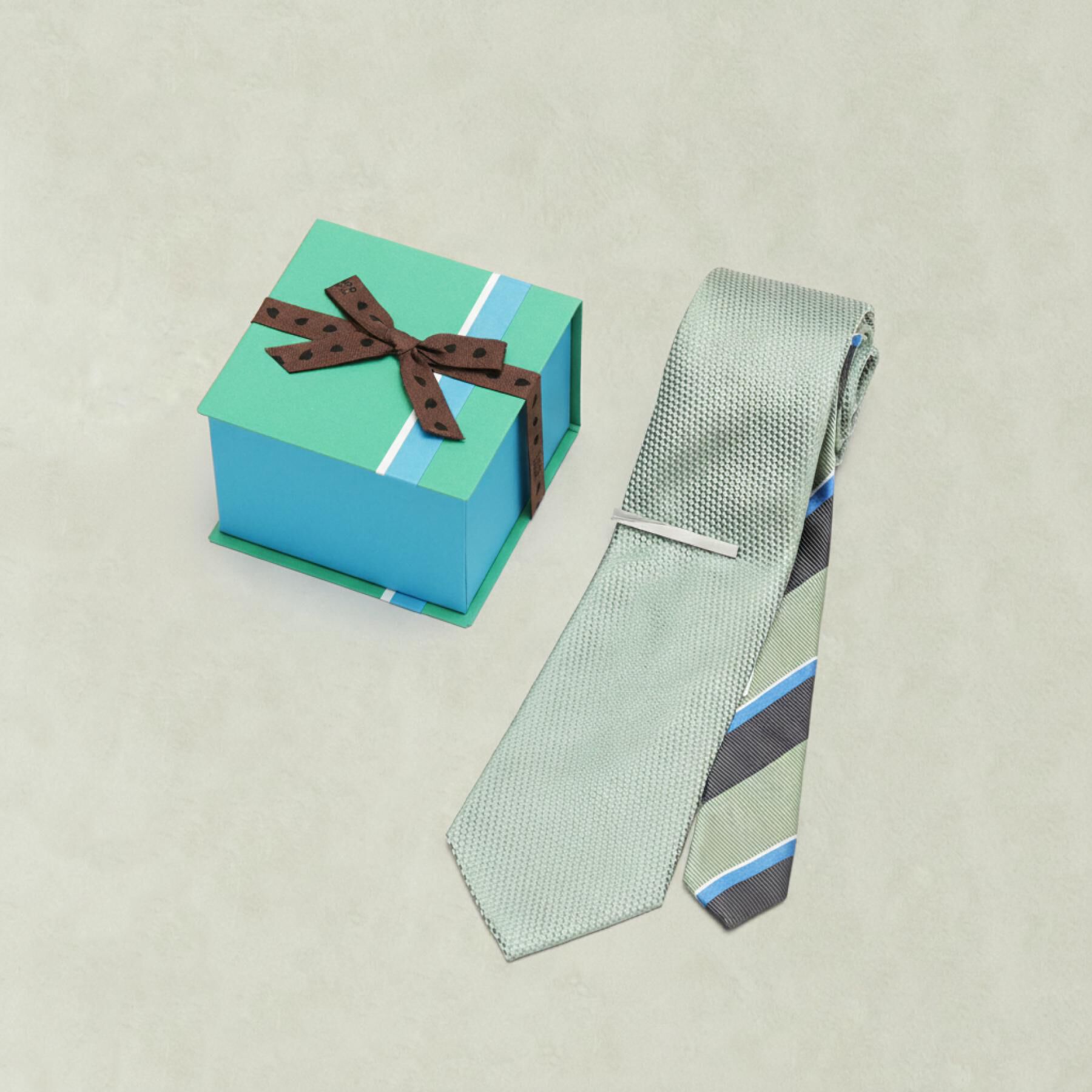 TAKEO KIKUCHI「【BOXセット】ベーシック メランジ ネクタイ＆タイバー」|ネクタイ・蝶ネクタイ|ライトグリーン(02
