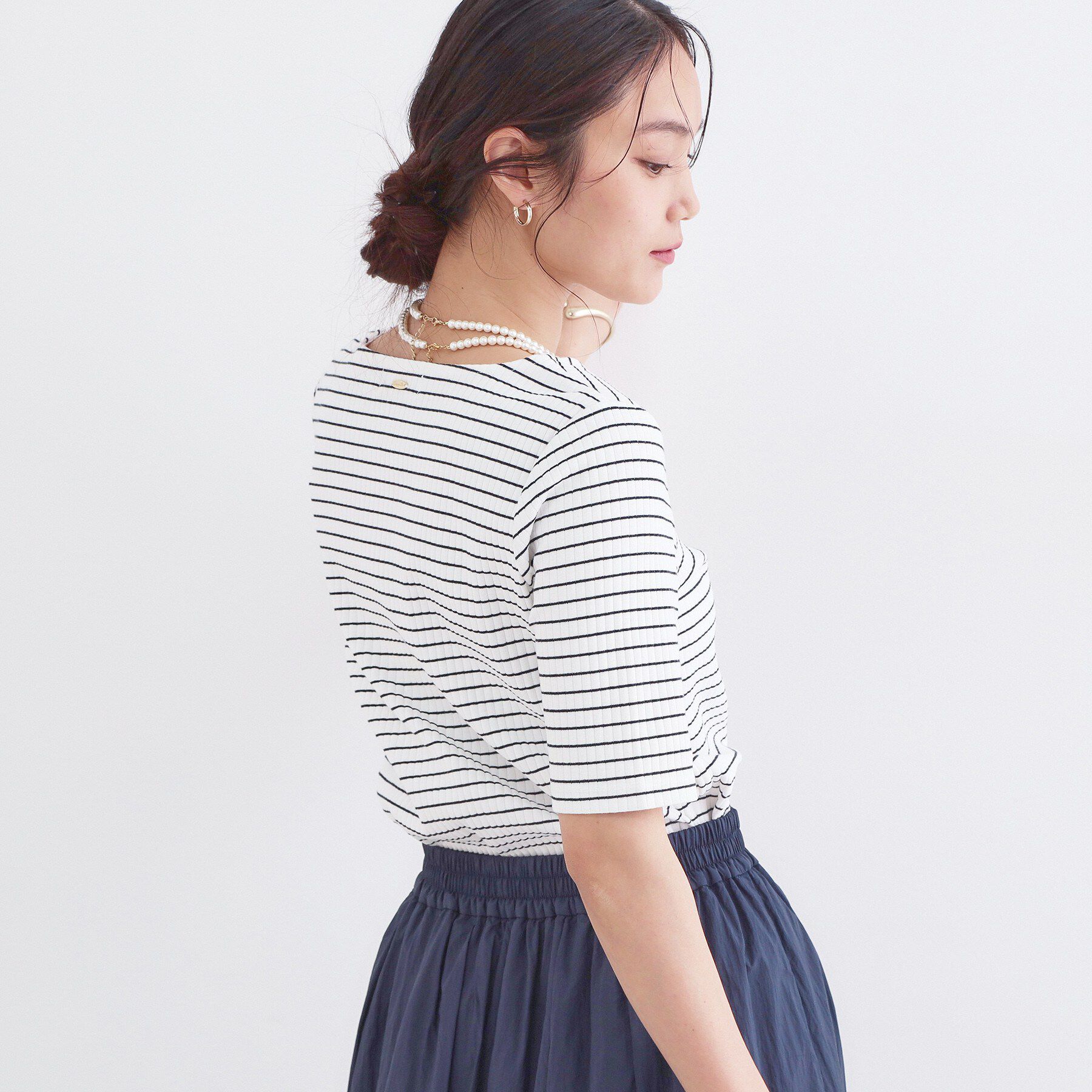 OPAQUE.CLIP「ベーシックリブボートネックカットソー【洗濯機OK】」|Tシャツ・カットソー|