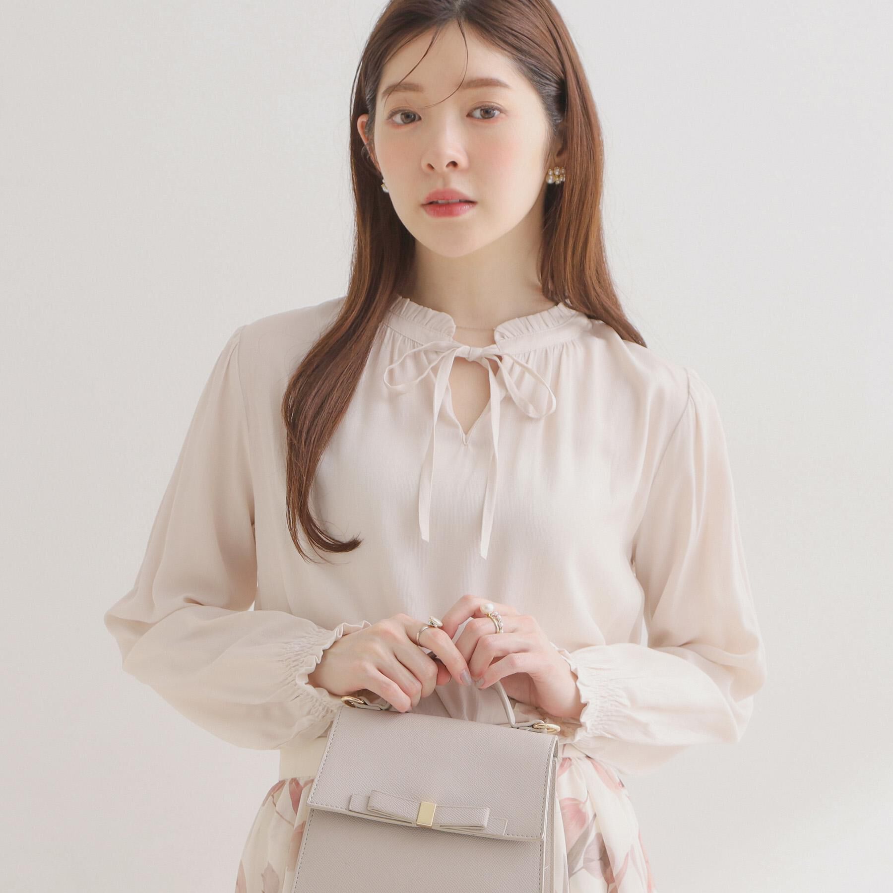 Couture broach「【前後2WAY・洗える】RTピケ リボン ブラウス」|シャツ・ブラウス|アイボリー(004)