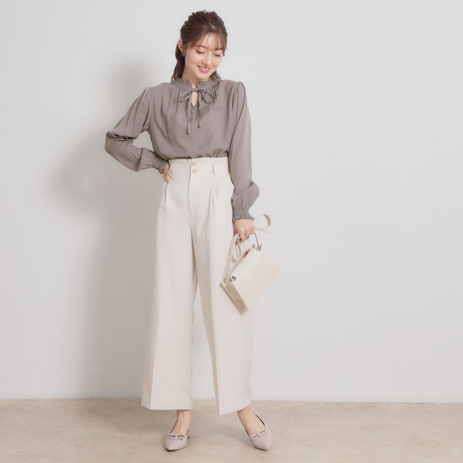 Couture broach「【前後2WAY・洗える】RTピケ リボン ブラウス」|シャツ・ブラウス|