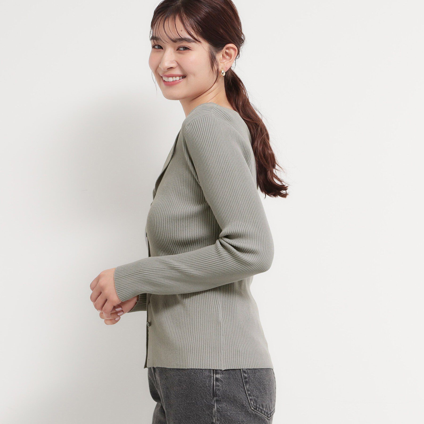 THE SHOP TK「レースレイヤードリブニット」|ニット・セーター|