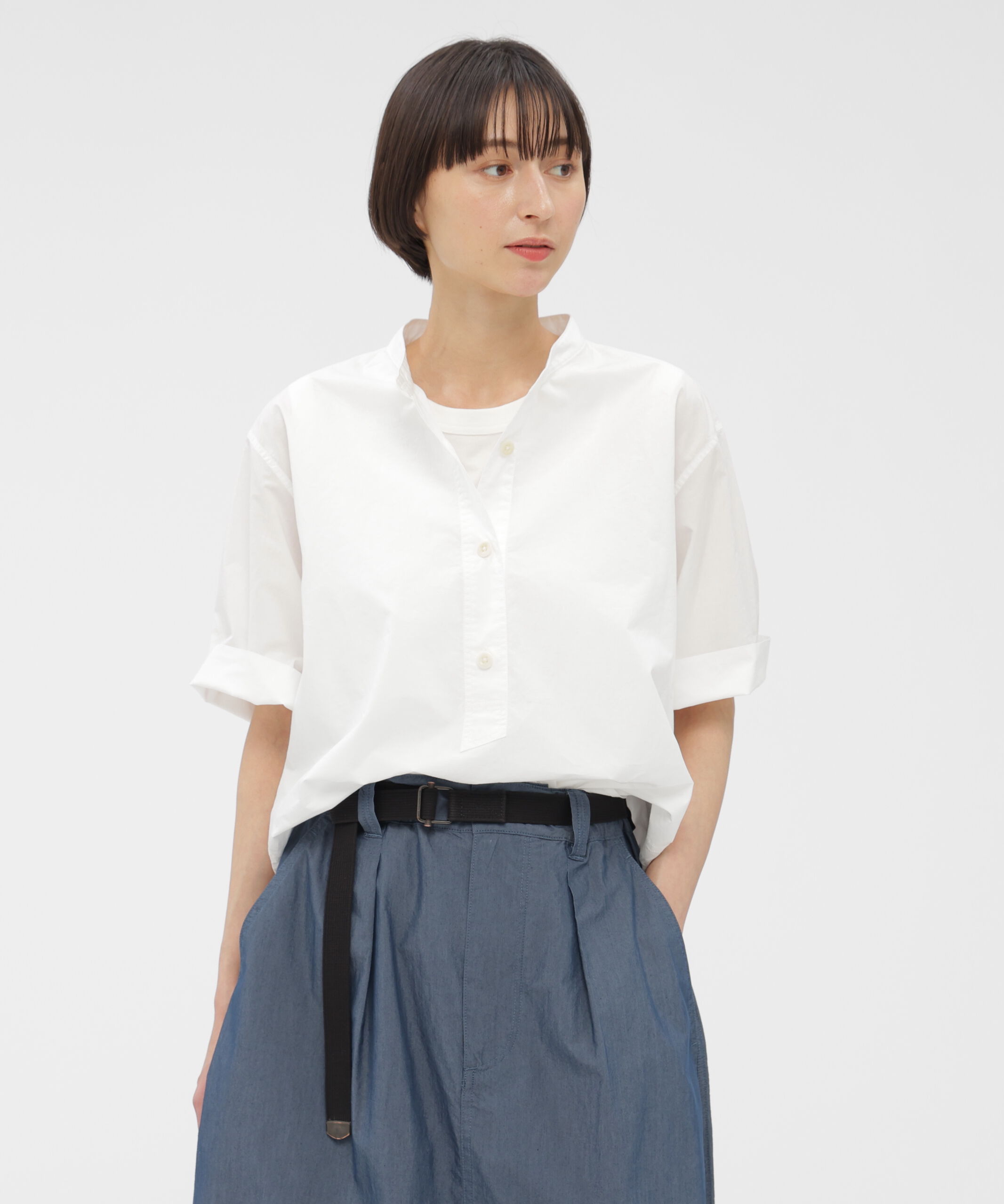 MHL.「COTTON RAMIE POPLIN SHIRT」|シャツ・ブラウス|WHITE