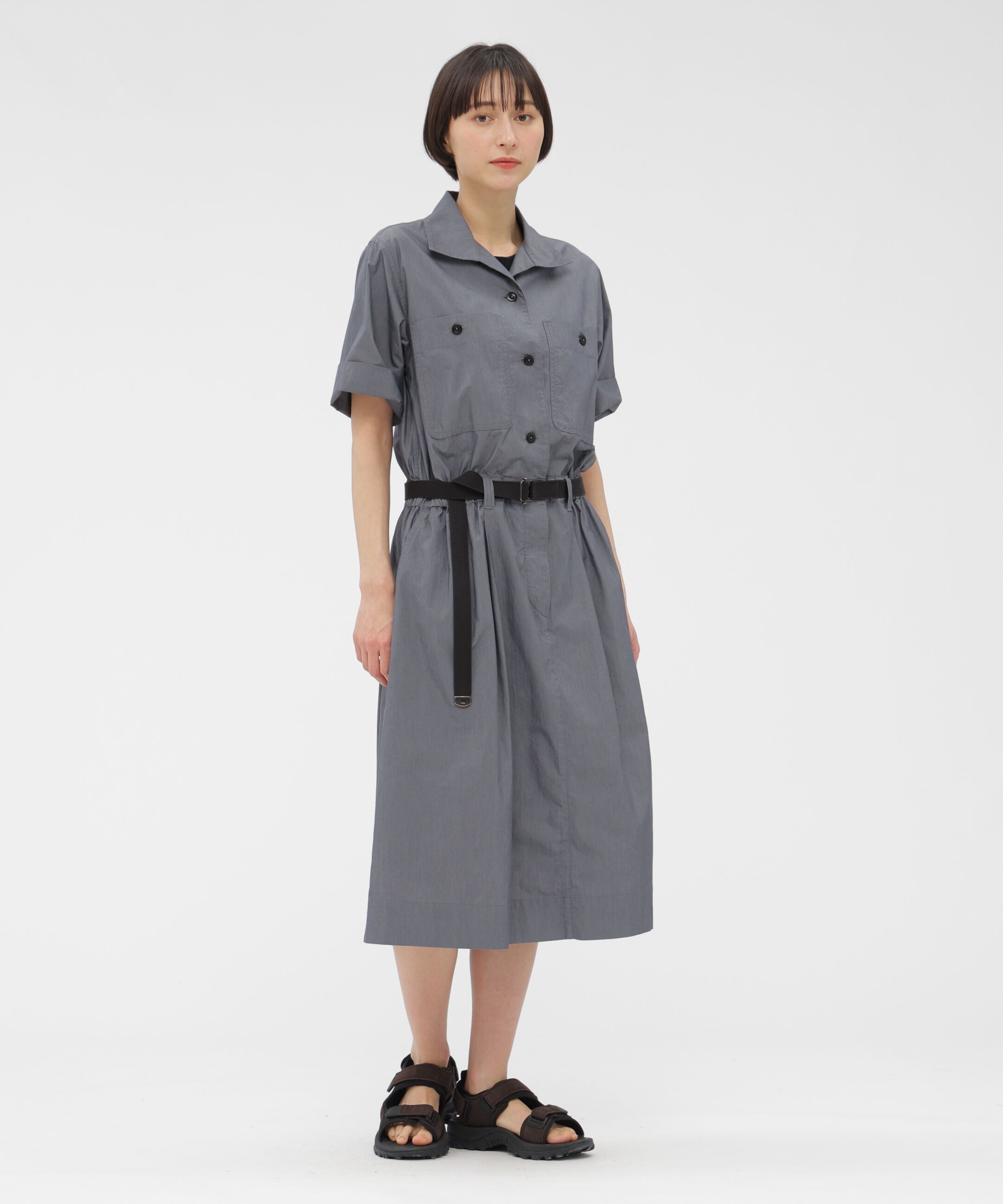 MHL.「SUPERLIGHT COTTON NYLON DRESS」|ワンピース|MID GREY2