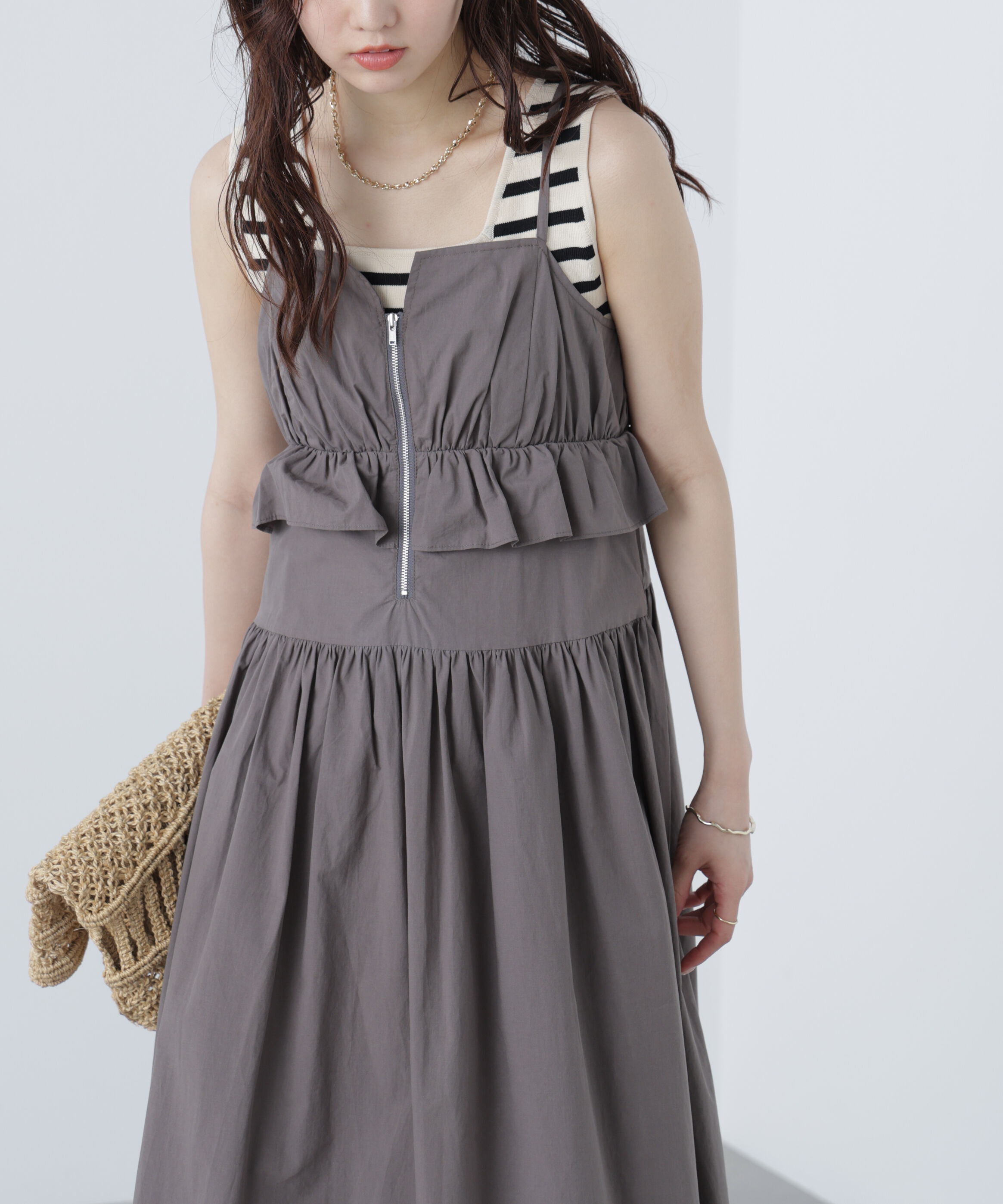  「ペプラムキャミティアードワンピース」|ワンピース|