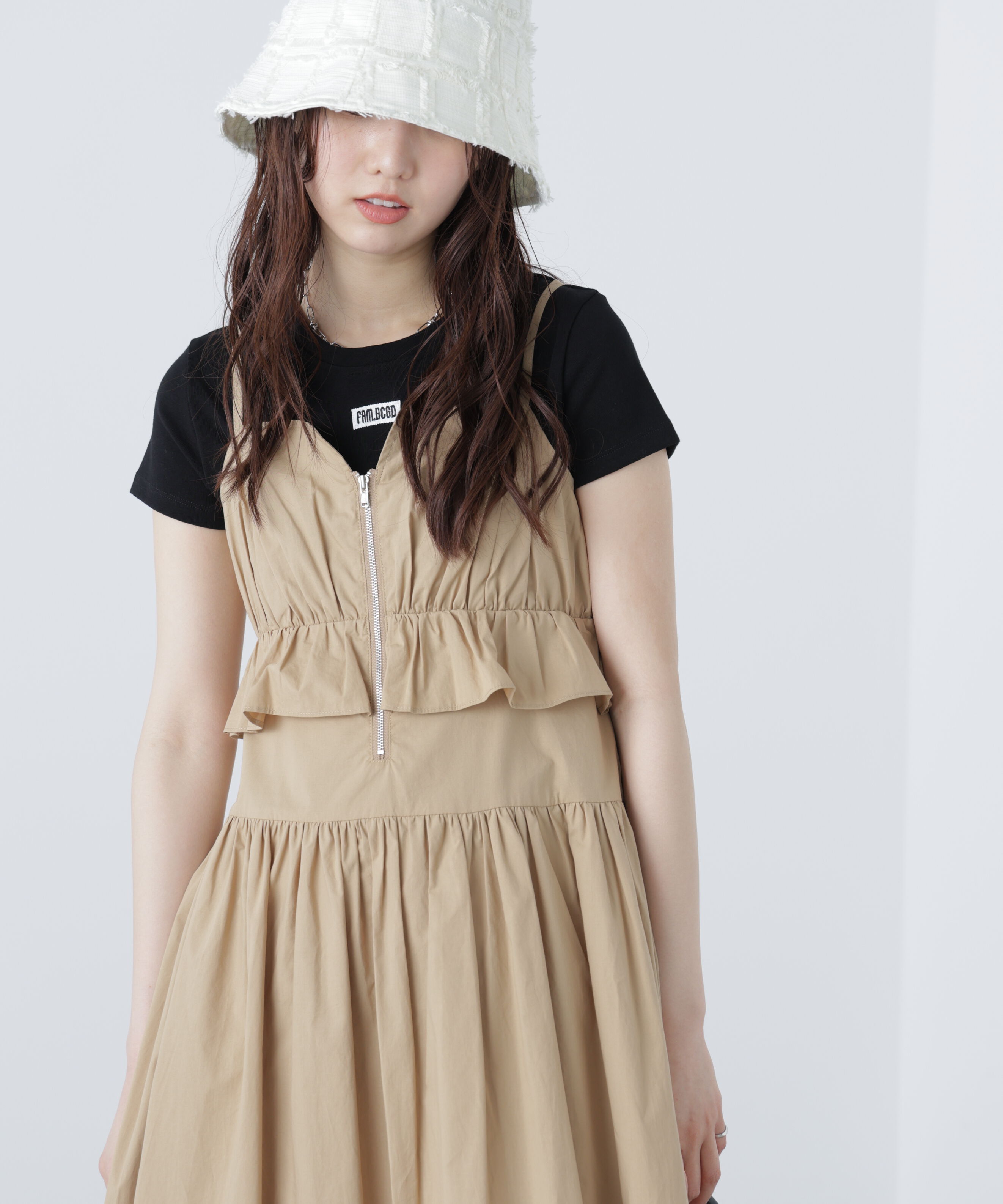  「ペプラムキャミティアードワンピース」|ワンピース|