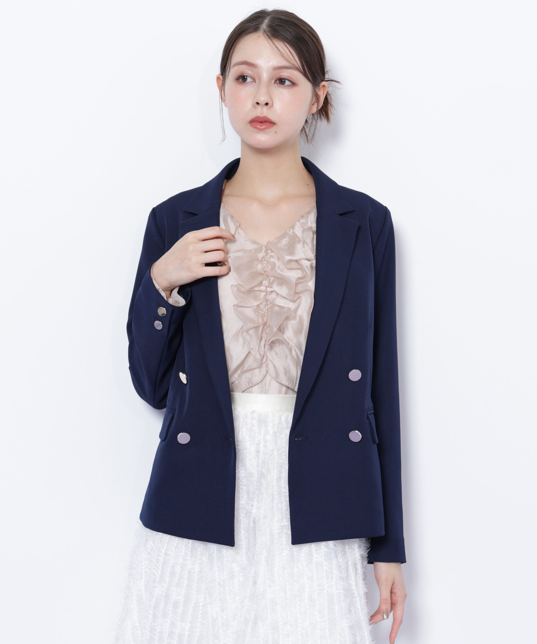  「＜セットアップ対応＞ベーシックツイルダブル釦ジャケット」|その他|ネイビー