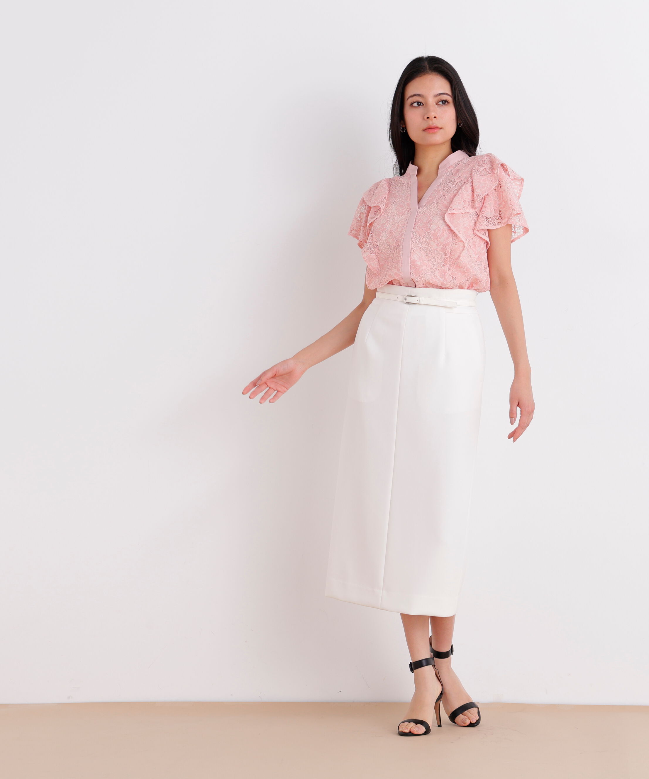  「ベルト付きストレッチスカート」|スカート|