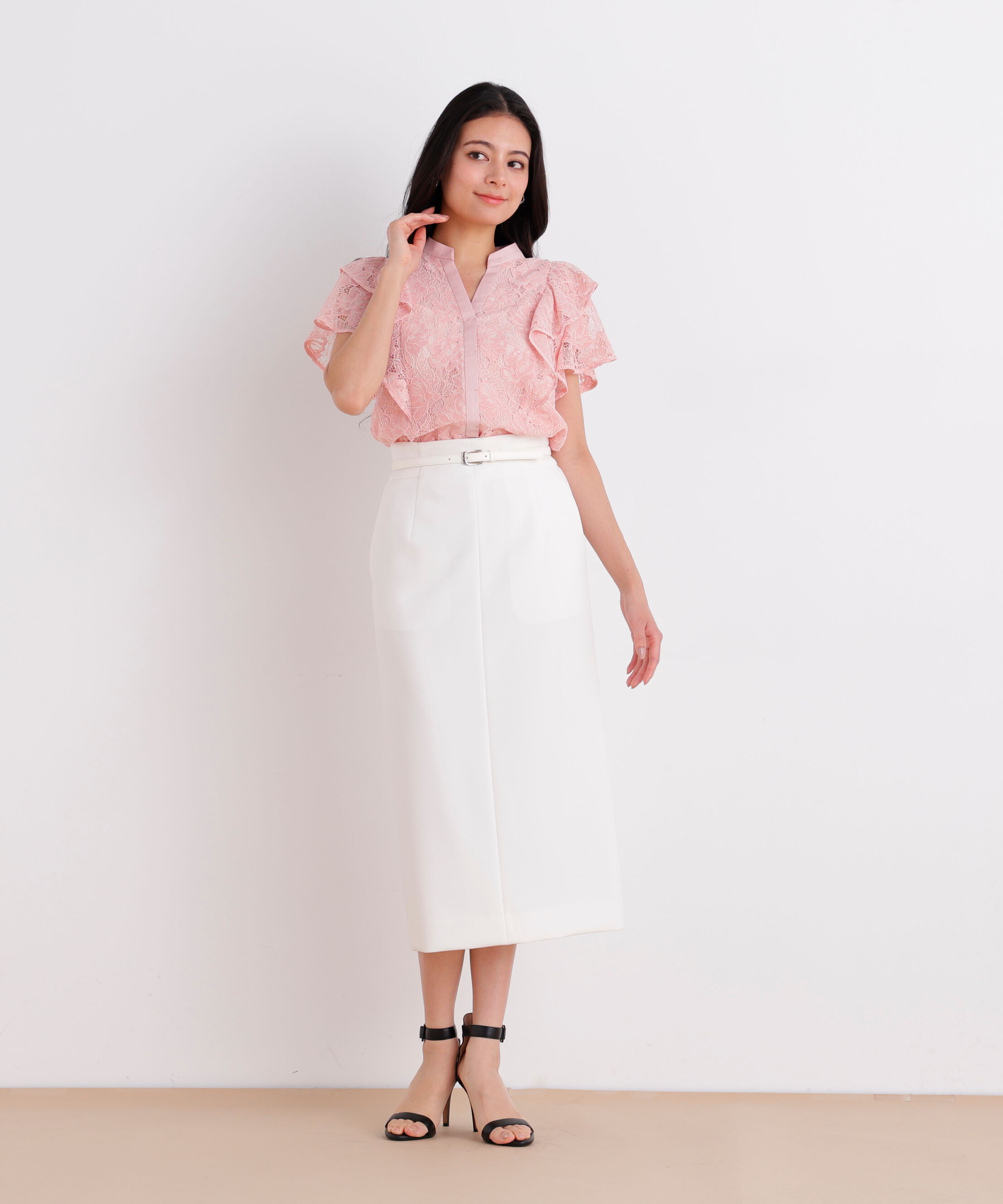  「ベルト付きストレッチスカート」|スカート|