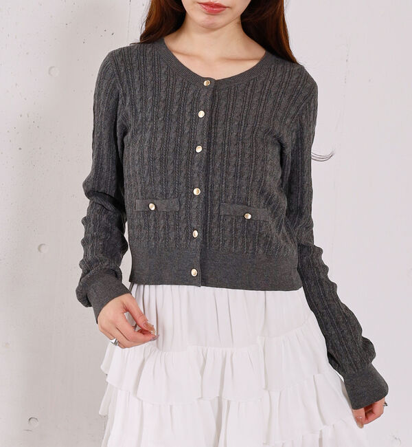 archives「【ＯＮかわ】ランダムケーブル金ボタンニットカーディガン」|カーディガン|