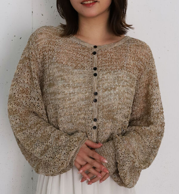 archives「ネップヤーンメッシュニットカーディガン」|カーディガン|