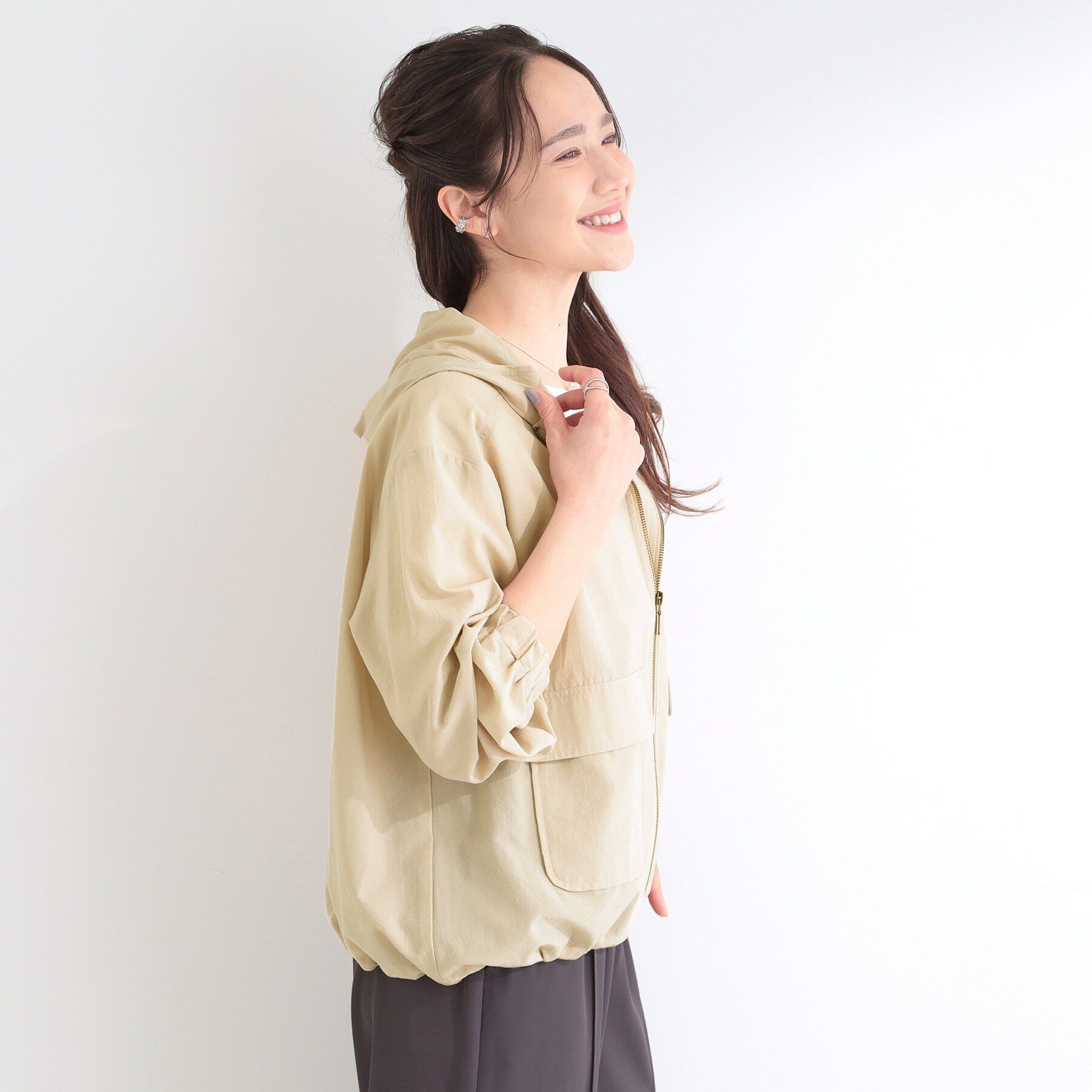 SHOO･LA･RUE「【UV】シアーフーディーブルゾン」|ブルゾン・スタジャン|