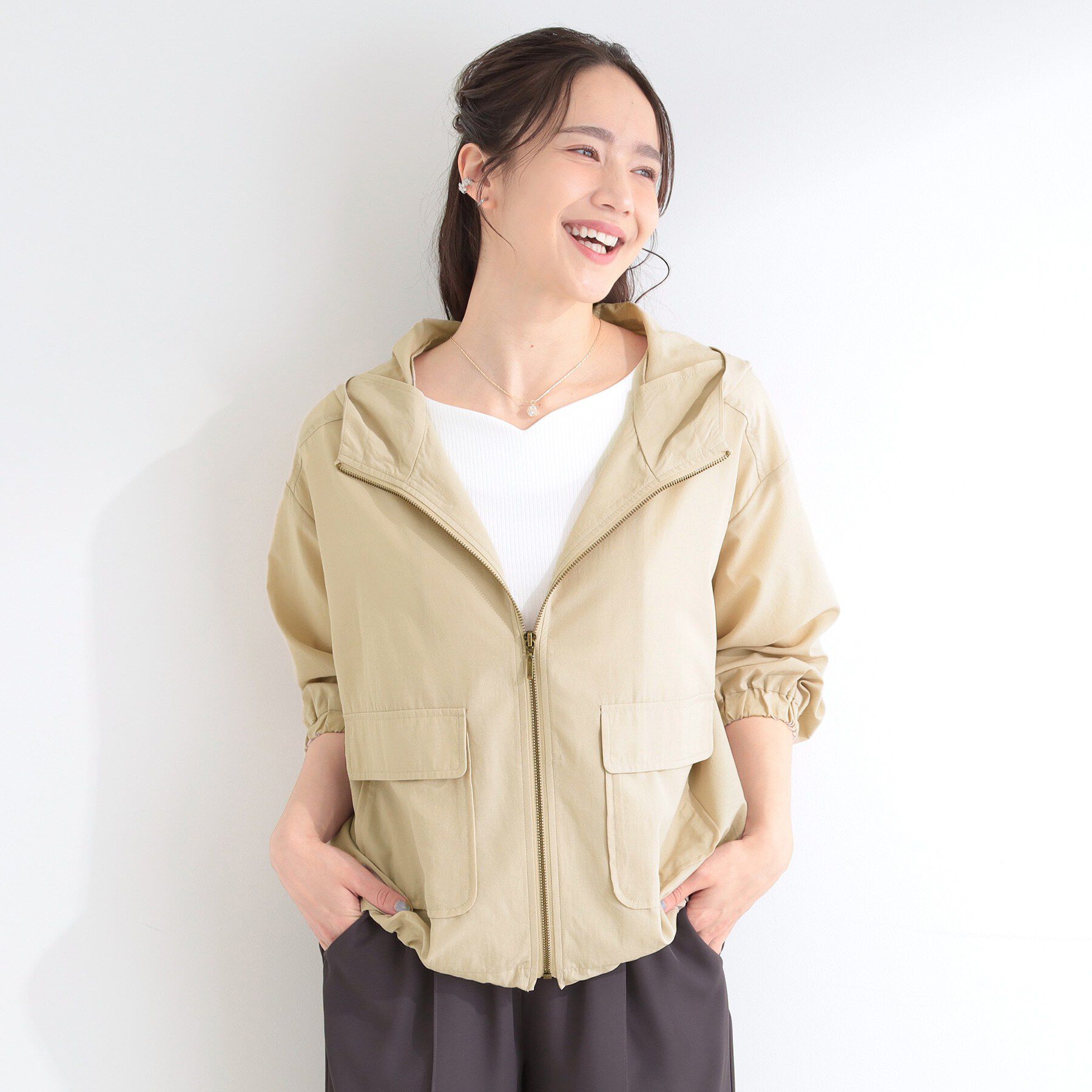 SHOO･LA･RUE「【UV】シアーフーディーブルゾン」|ブルゾン・スタジャン|