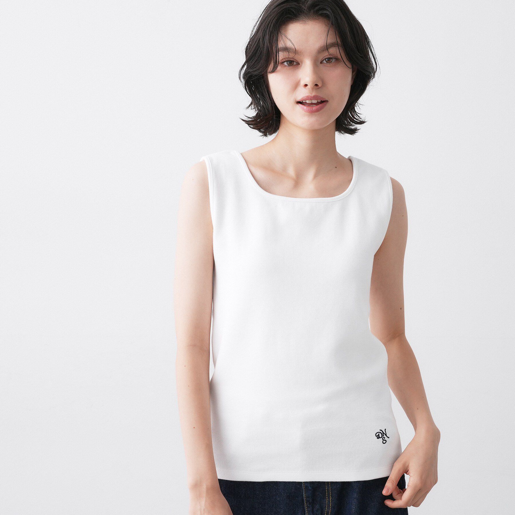 Dessin「【洗える】リブスクエアタンクトップ」|キャミソール|ホワイト(002)