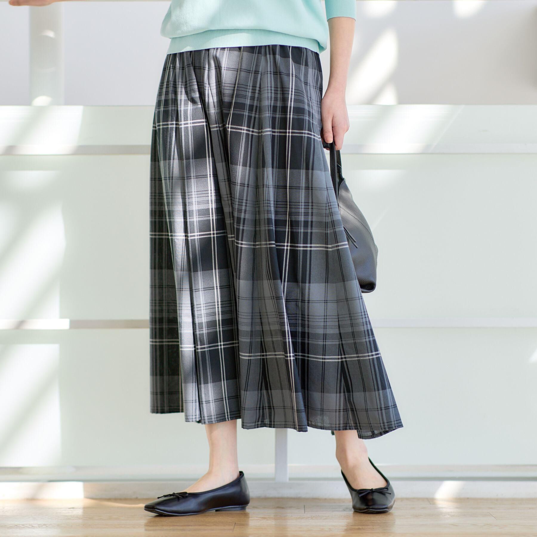 Dessin「【ウエストゴム/洗える】映えチェック柄スカート」|スカート|グリーン(224)
