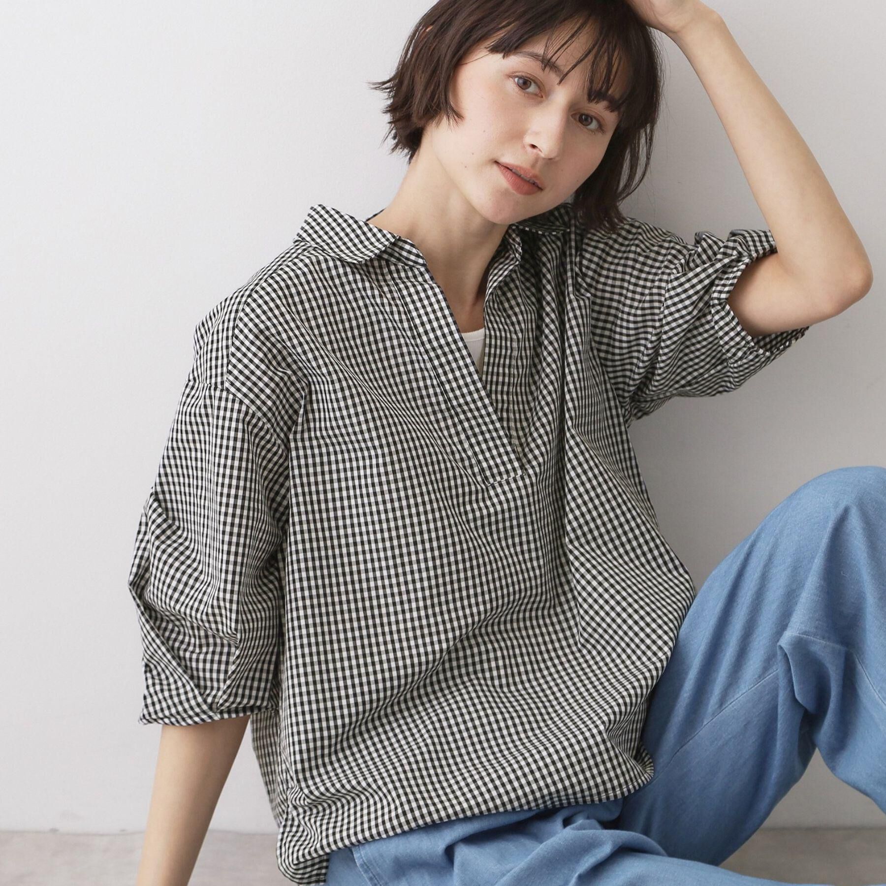 Dessin「【洗える】スキッパーシャツブラウス」|シャツ・ブラウス|ブラック(219)