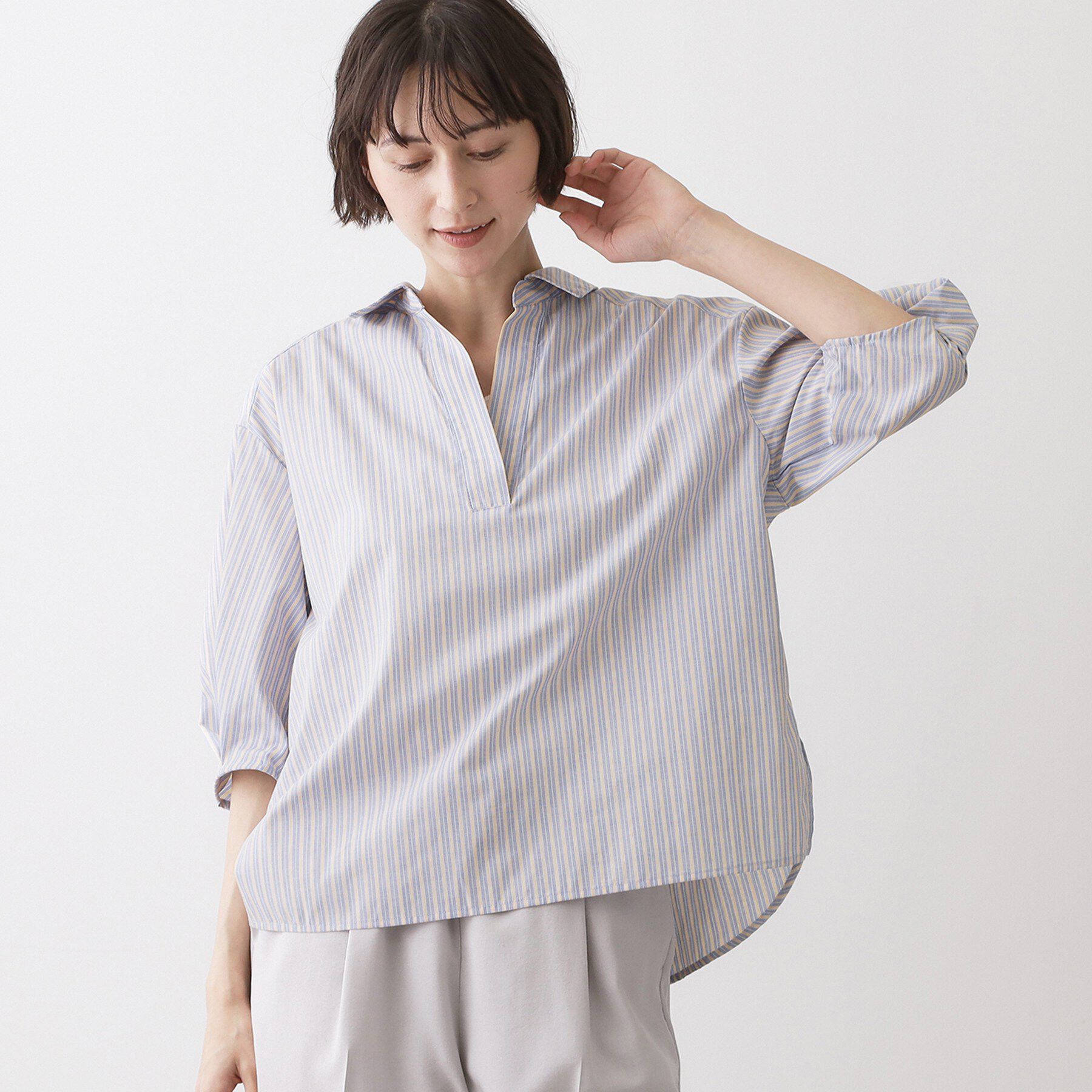 Dessin「【洗える】スキッパーシャツブラウス」|シャツ・ブラウス|