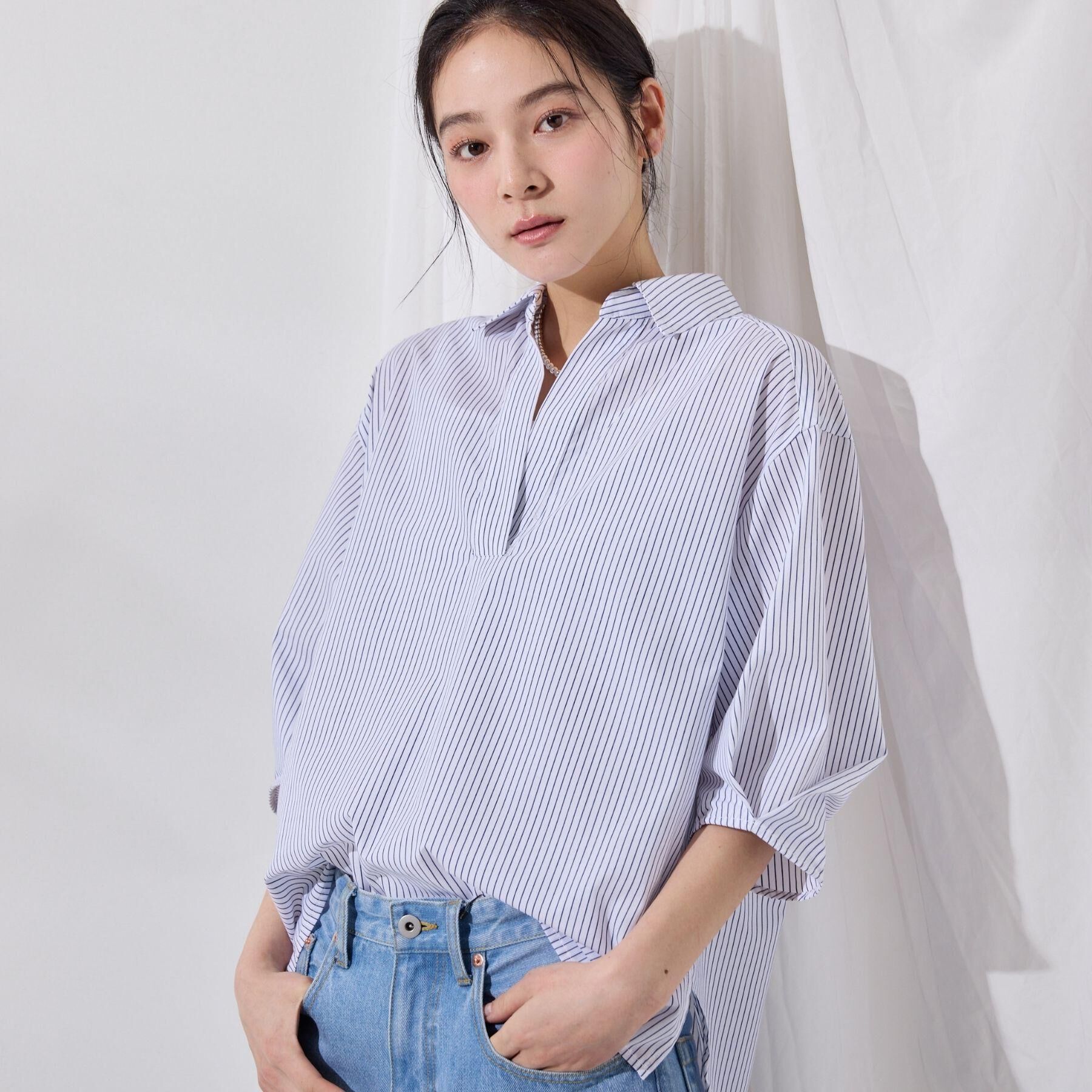 Dessin「【洗える】スキッパーシャツブラウス」|シャツ・ブラウス|