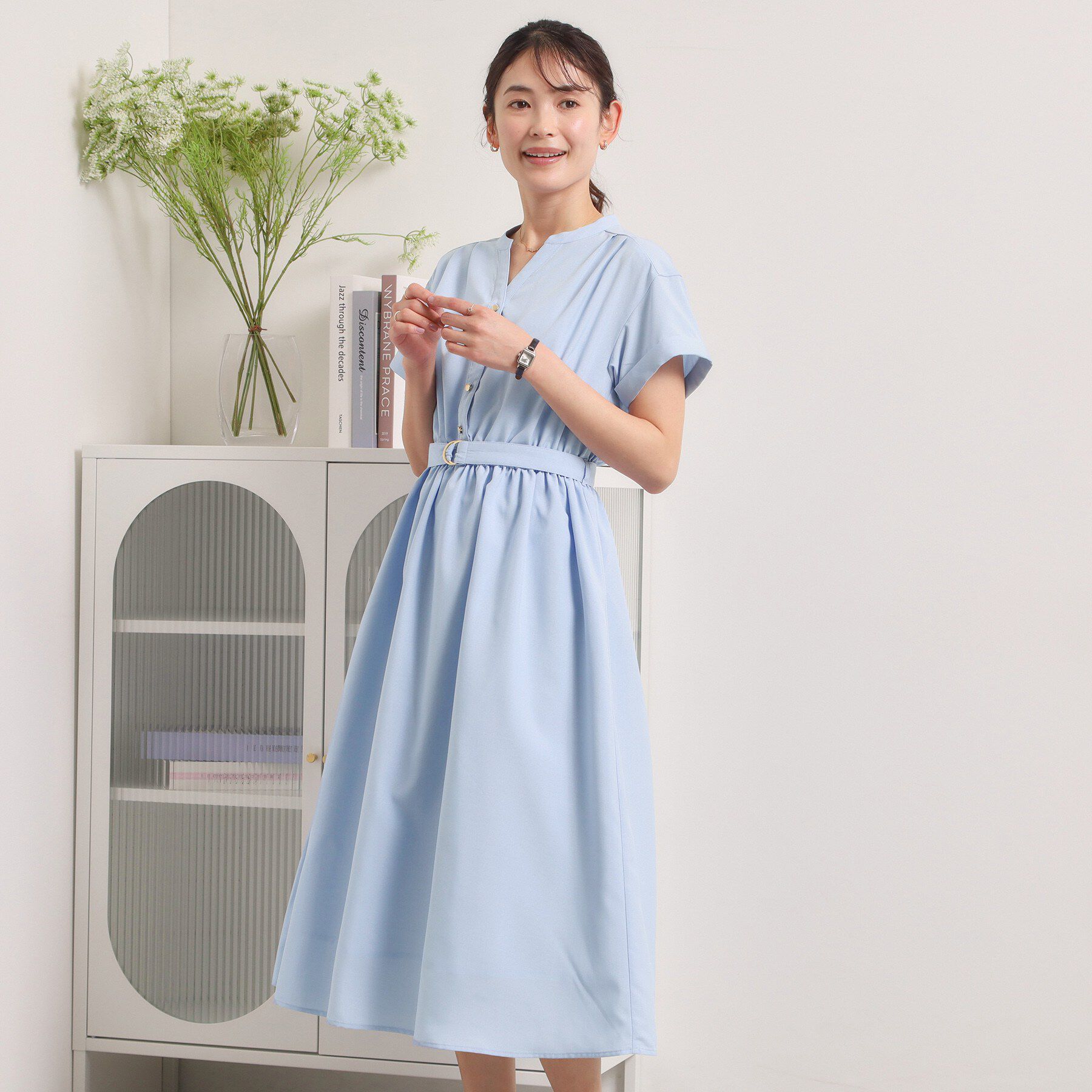 ITS&rsquo;DEMO「【UVケア／洗濯機OK／イージーケア】麻調合繊ブラウジングワンピース」|ワンピース|