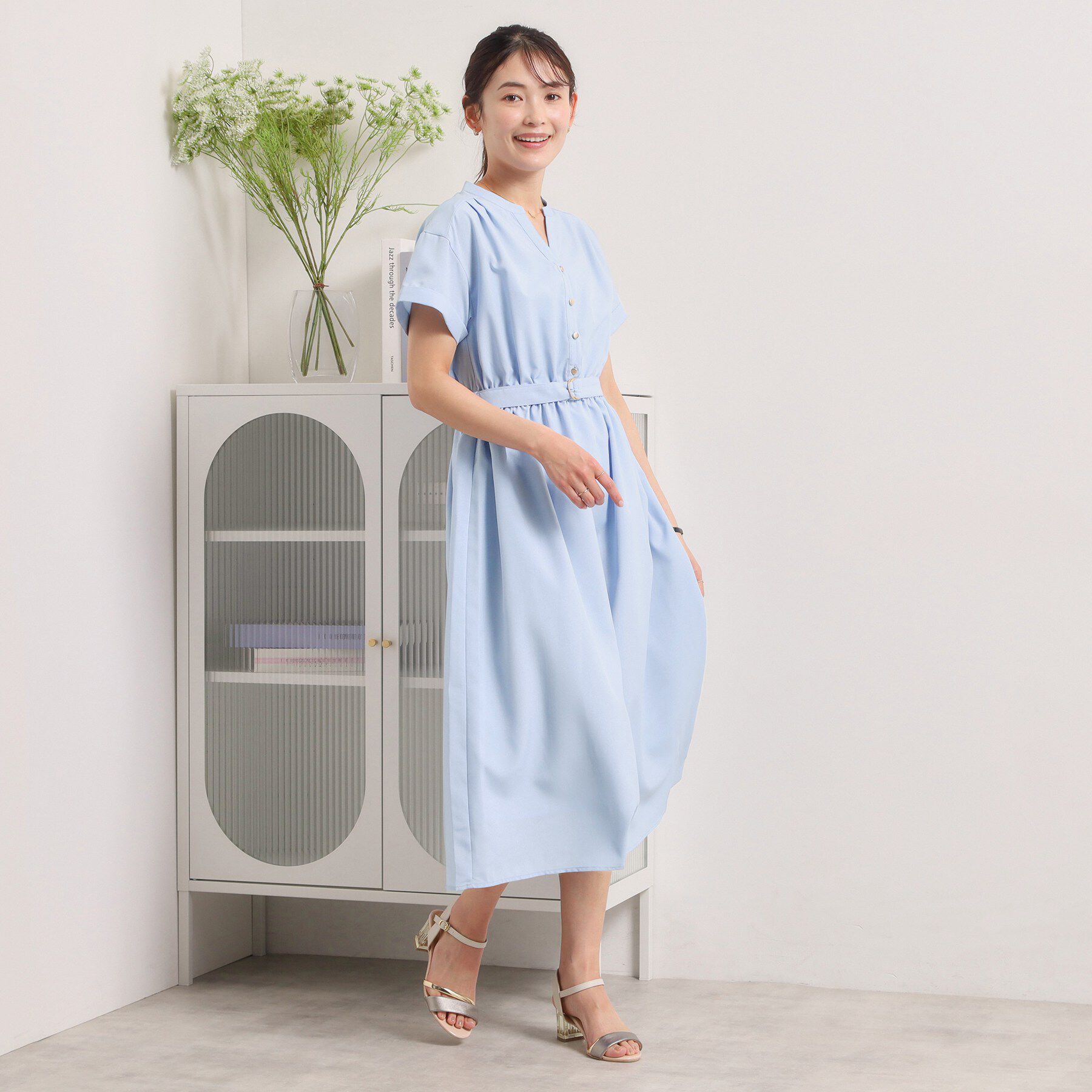 ITS&rsquo;DEMO「【UVケア／洗濯機OK／イージーケア】麻調合繊ブラウジングワンピース」|ワンピース|