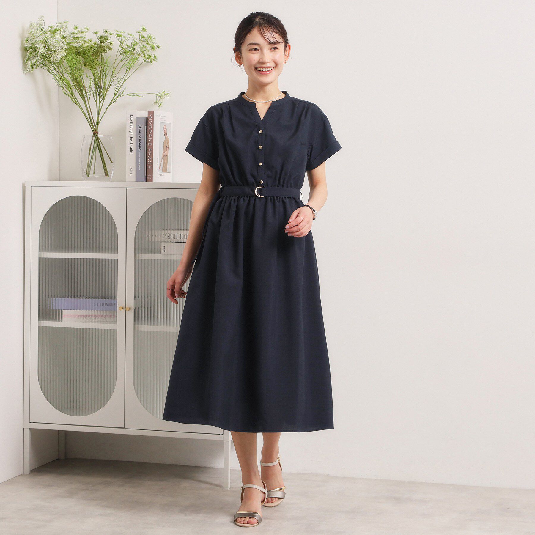 ITS&rsquo;DEMO「【UVケア／洗濯機OK／イージーケア】麻調合繊ブラウジングワンピース」|ワンピース|