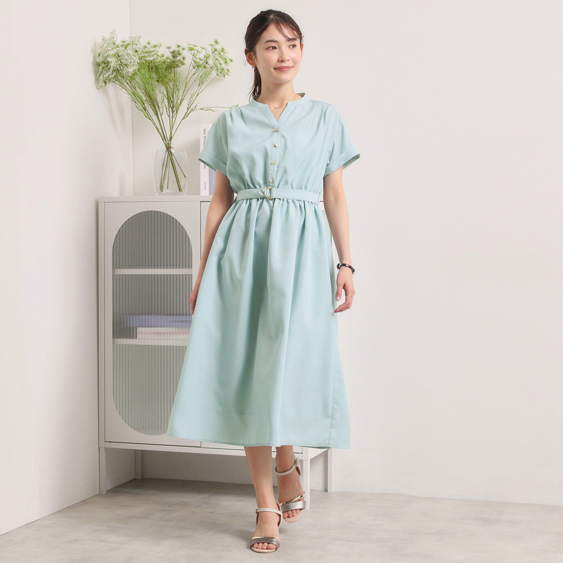 ITS&rsquo;DEMO「【UVケア／洗濯機OK／イージーケア】麻調合繊ブラウジングワンピース」|ワンピース|