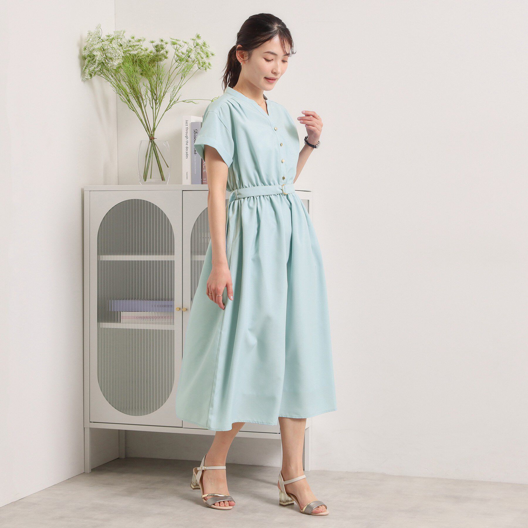 ITS&rsquo;DEMO「【UVケア／洗濯機OK／イージーケア】麻調合繊ブラウジングワンピース」|ワンピース|