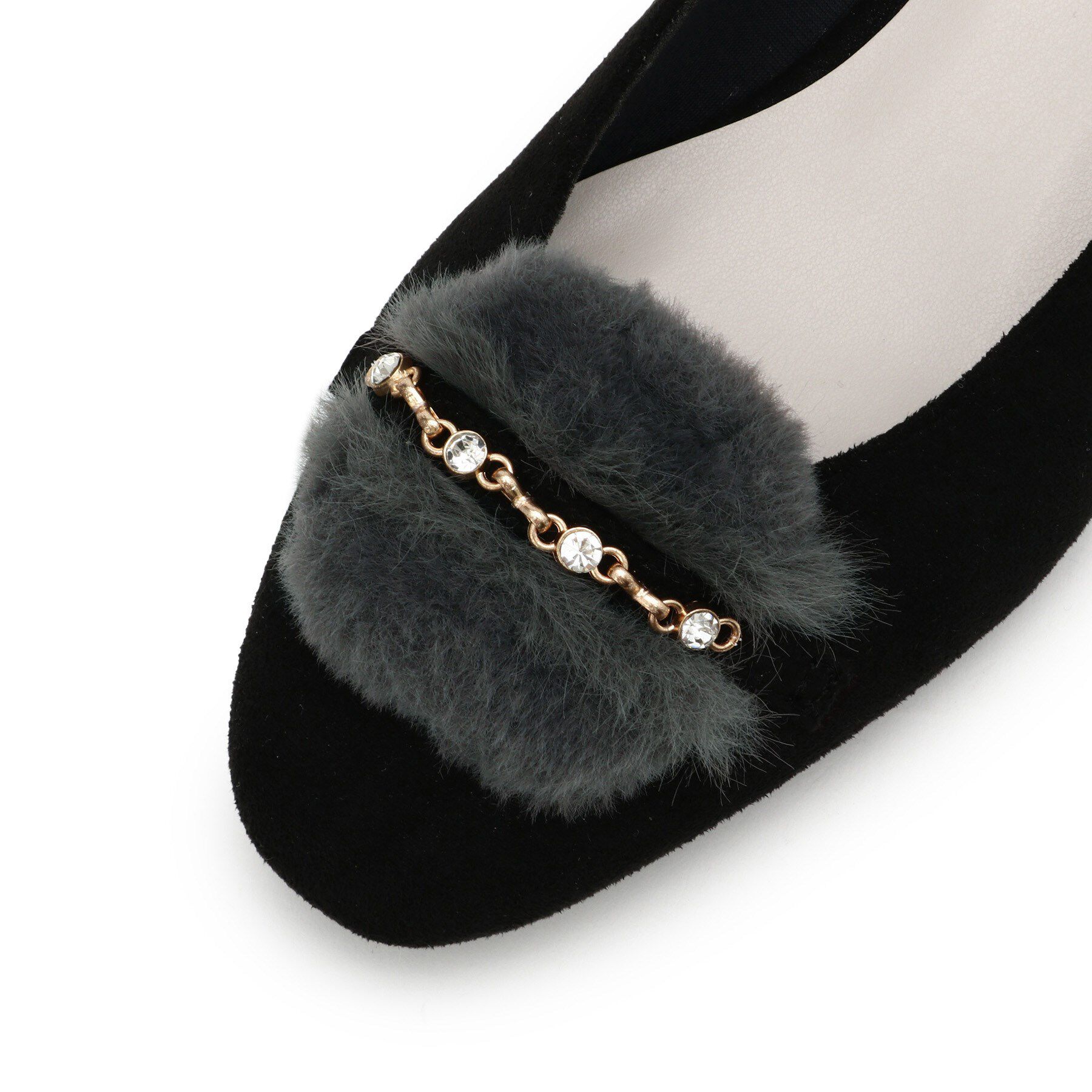 ESPERANZA「ビジューフェイクファーフラットパンプス」|パンプス|