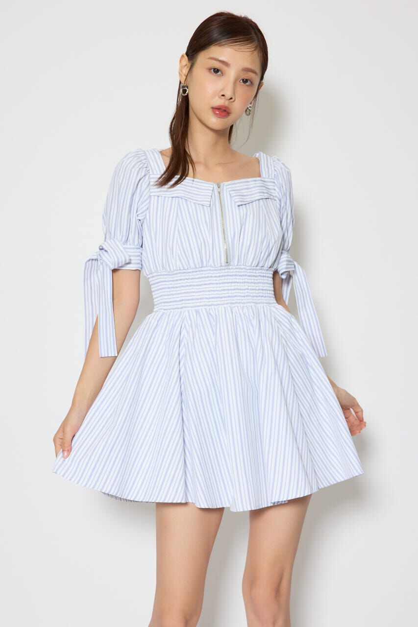 rienda「リボンスリーブフレアミニワンピース」|ワンピース|