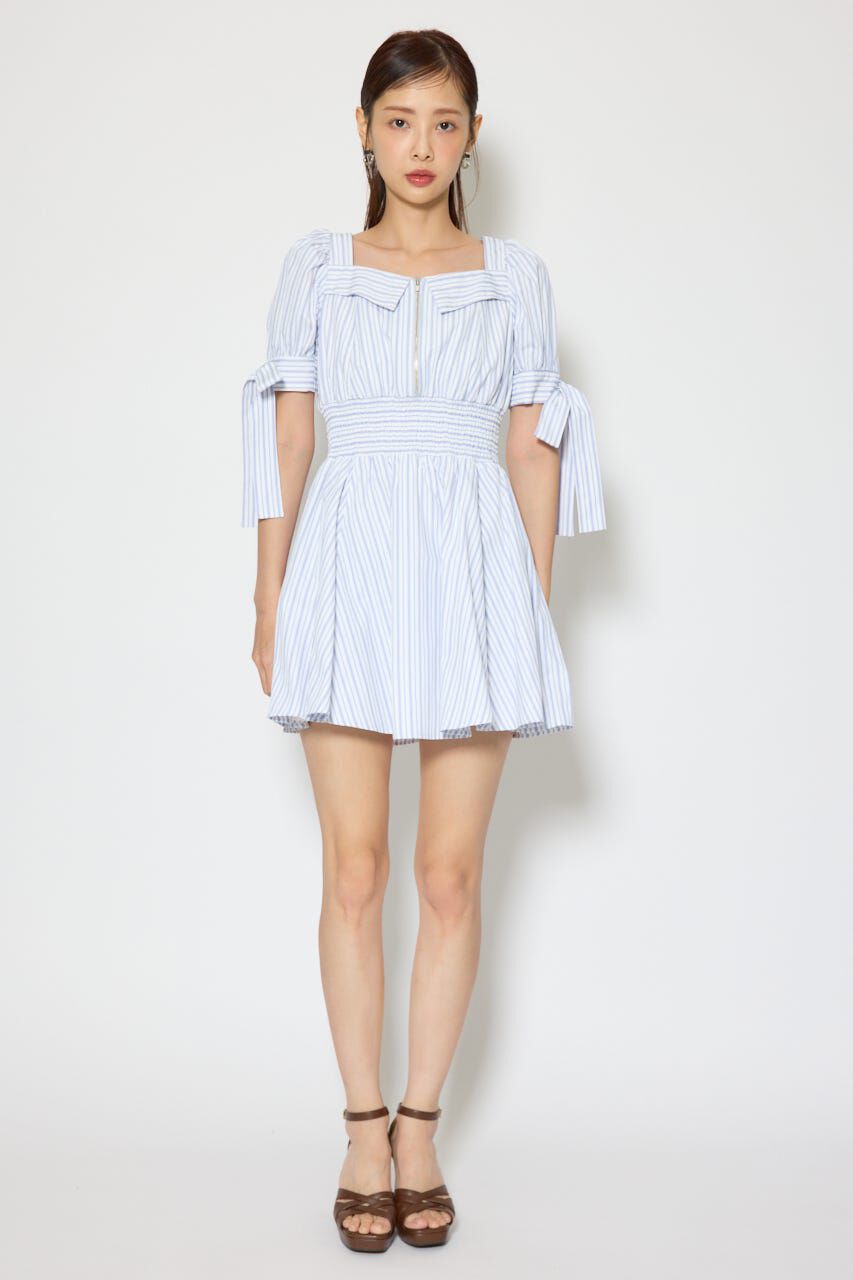 rienda「リボンスリーブフレアミニワンピース」|ワンピース|