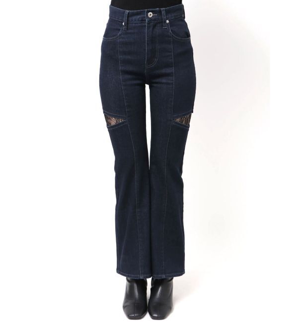 MERCURYDUO「レーストリミングカットアウトデニムパンツ」|デニム|