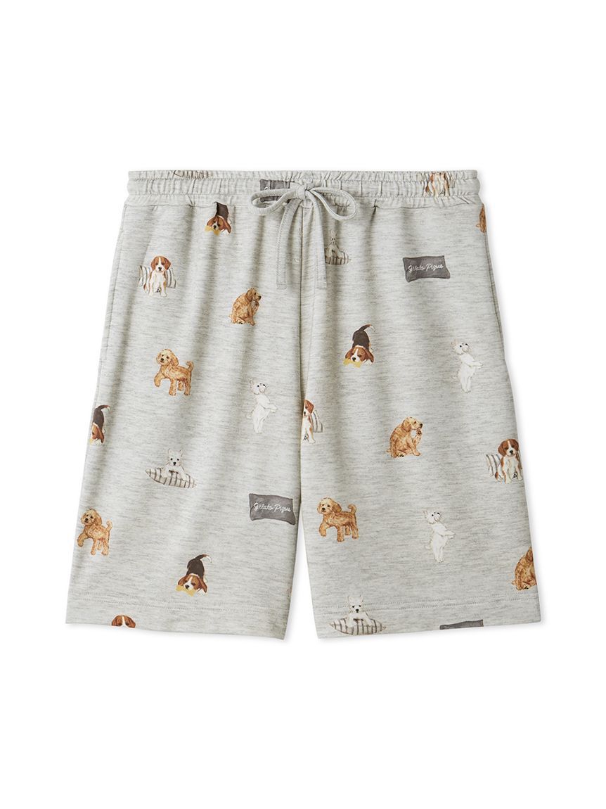 gelato pique「【UNISEX】プレイフルDOG柄ハーフパンツ」|ルームウェア|GRY