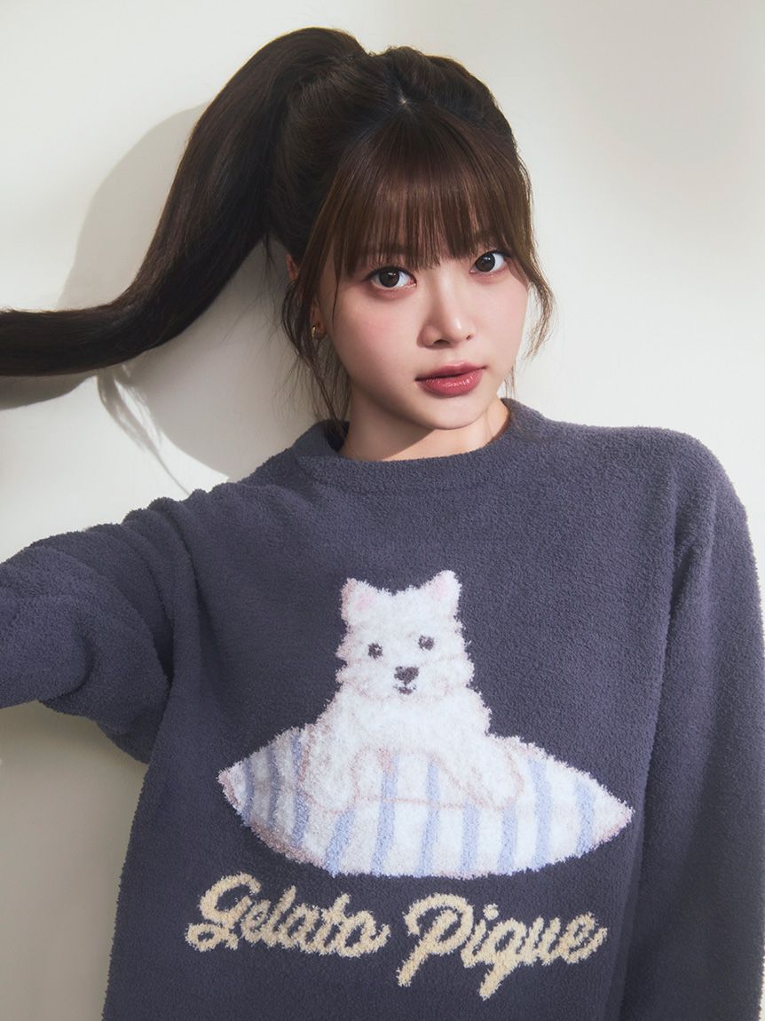 gelato pique「【UNISEX】エアリーモコプレイフルDOGジャガードプルオーバー」|ルームウェア|NVY
