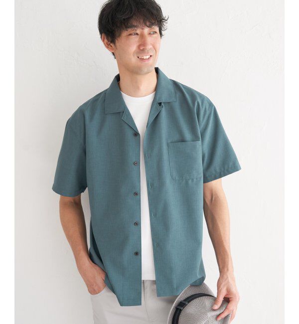 ikka「【セットアップ対応】Reflax(R) リラックスオープンカラーシャツ」|シャツ・ブラウス|ターコイズブルー